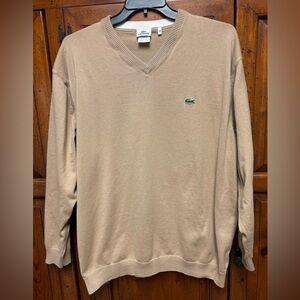 Men’s Tan Lacoste v neck cotton sweater 3x